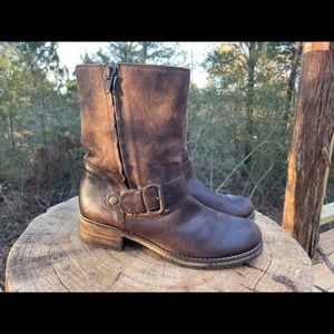 Clarks brown leather boots - suede leather upper, fleece lined, womens 10